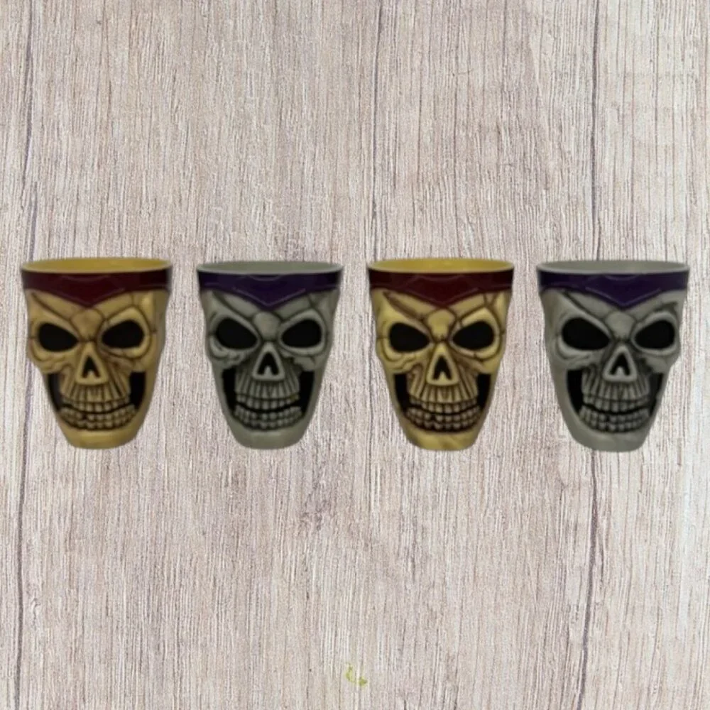 Vintage Easter Unlimited Skull Halloween Shot Glasses Set Of 4 (2.25